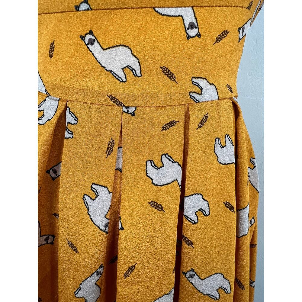 DARLING LLAMA-PRINT MIDI DRESS in Marigold (WOMANS: Small) - Picture 2 of 12
